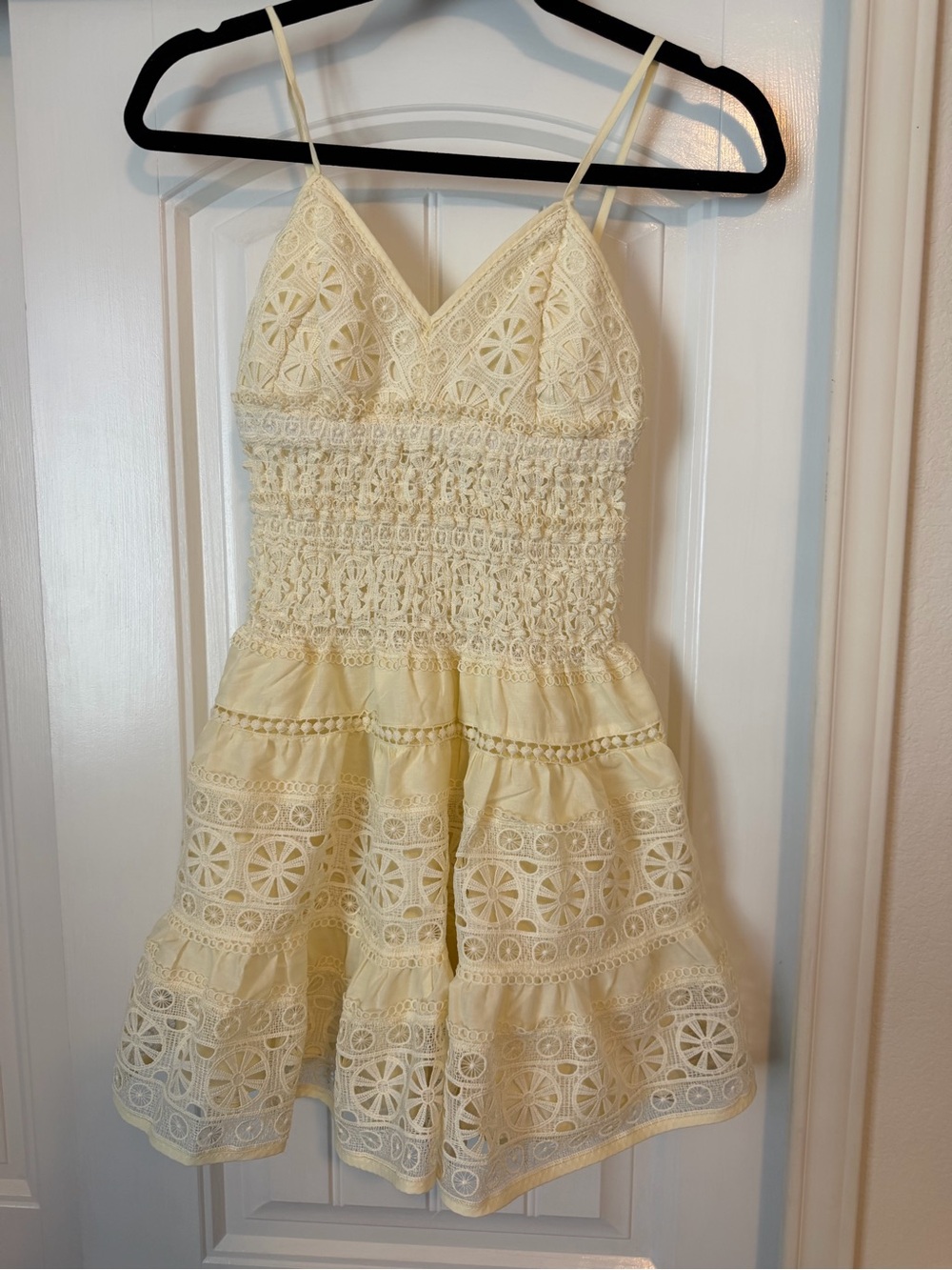 Altar’d State Cream Lace Tiered Sundress with Spaghetti Straps